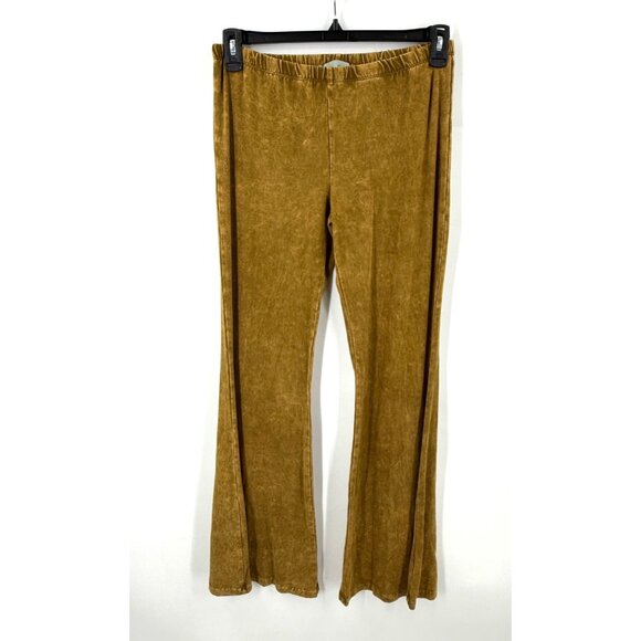 Chatoynat Womens Mineral Washed Bell Bottom Pants Yellow Size Large Made in USA - Picture 1 of 6